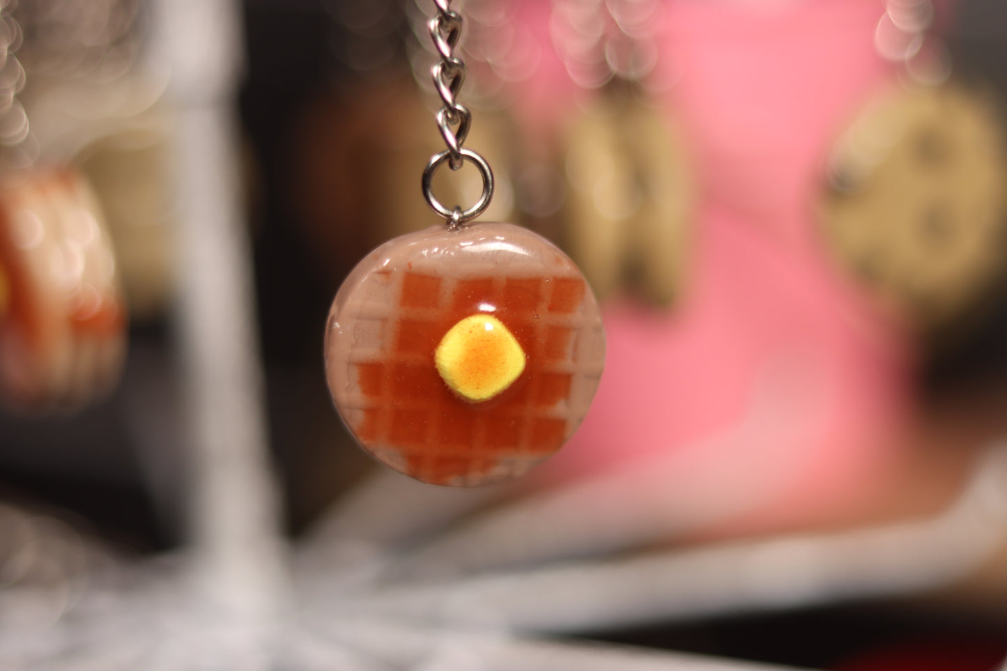 OOPSIE - Waffle With Syrup Polymer Clay Keychain