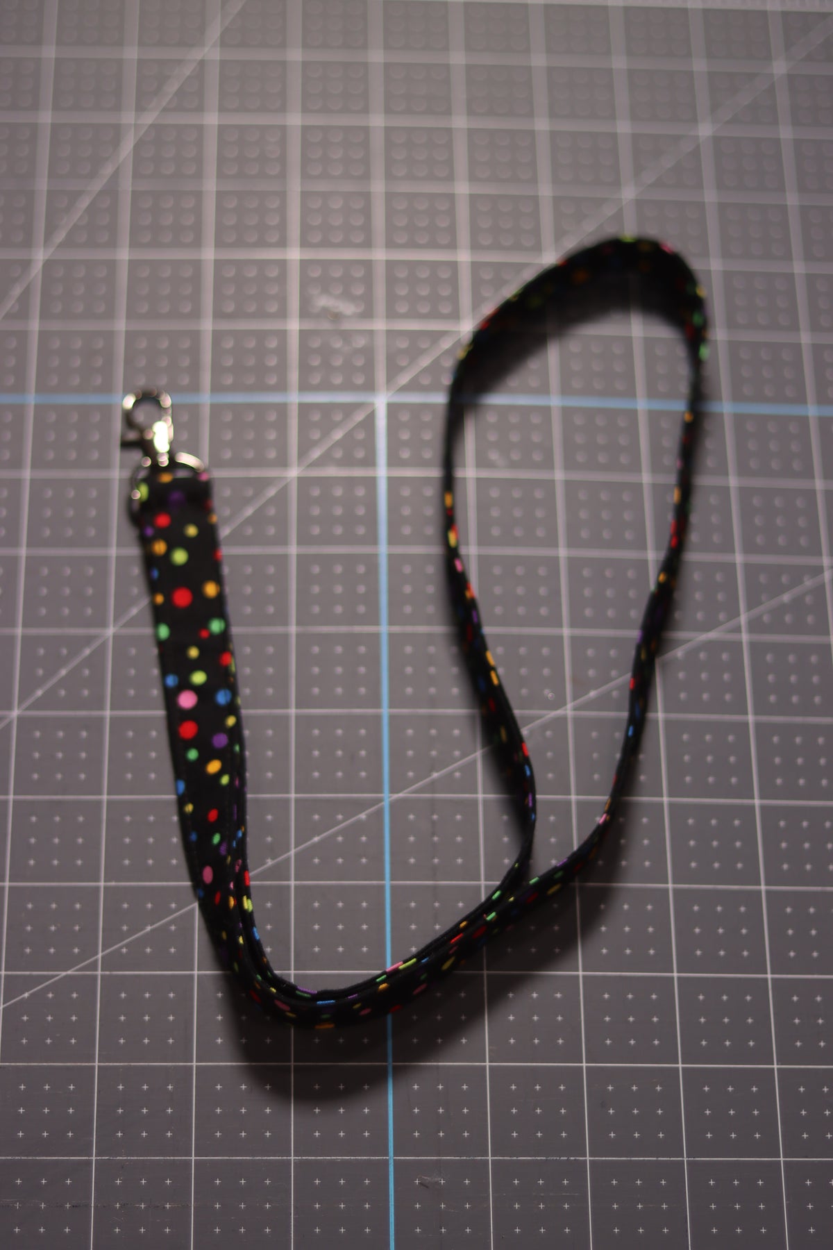 Multicolor Dots on Black Lanyard