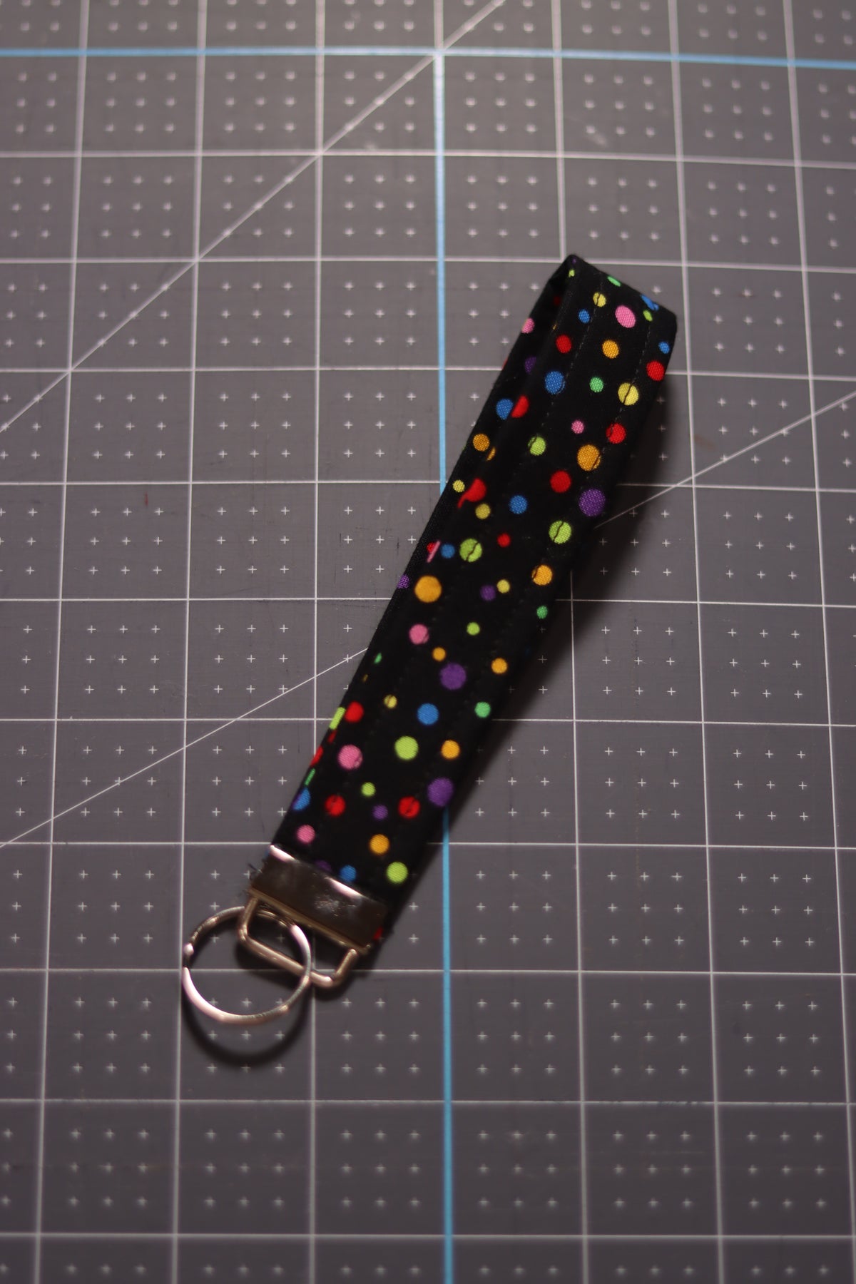 Multicolor Dots on Black Wristlet