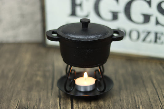 Cast Iron Pot Tea Light Wax Warmer