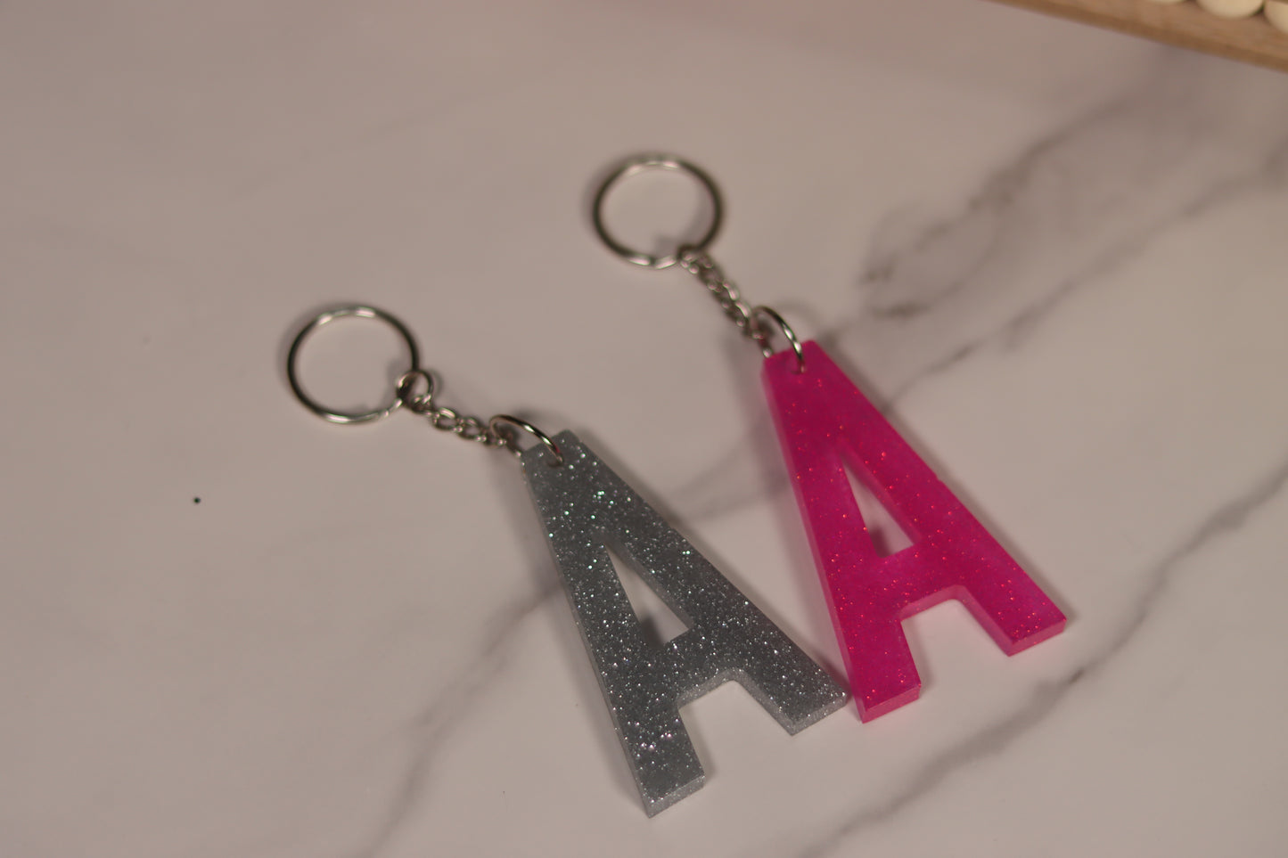 Resin Initial Glitter Keychain