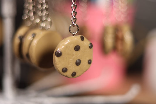 Chocolate Chip Cookie Polymer Clay Keychain