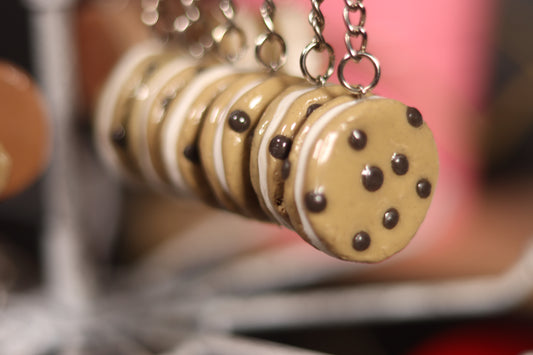 Chocolate Chip Sandwich Cookie Polymer Clay Keychain