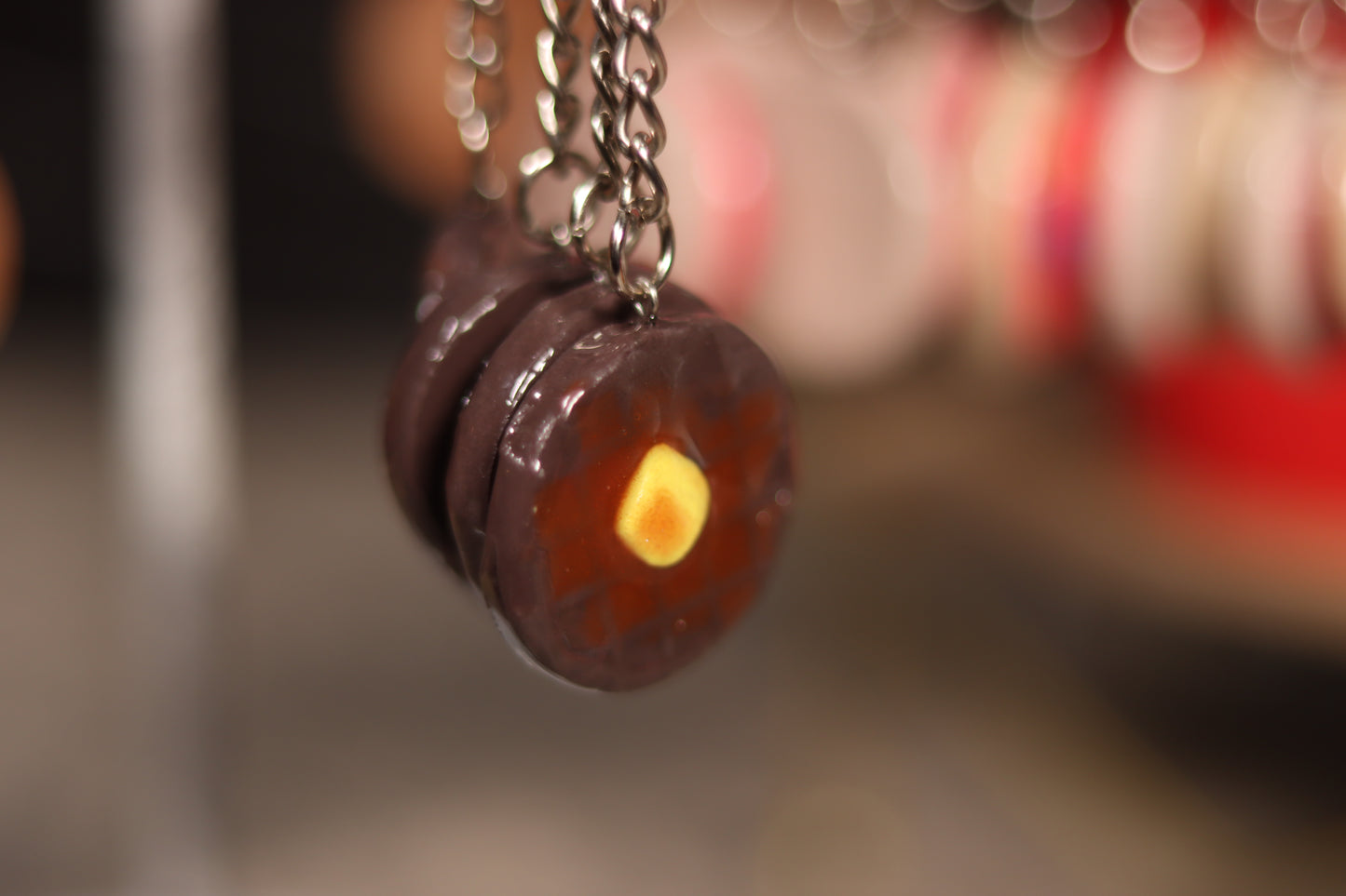 Chocolate Waffle With Syrup Polymer Clay Keychain