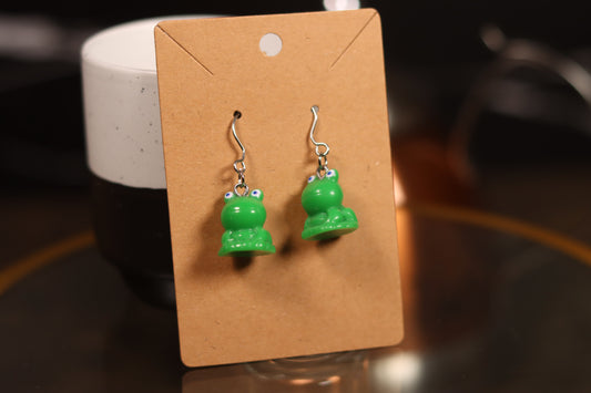 Green Frog Earrings