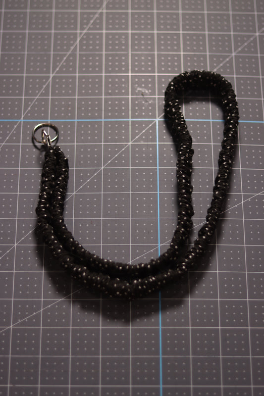 White Dots on Black Scrunchie Lanyard