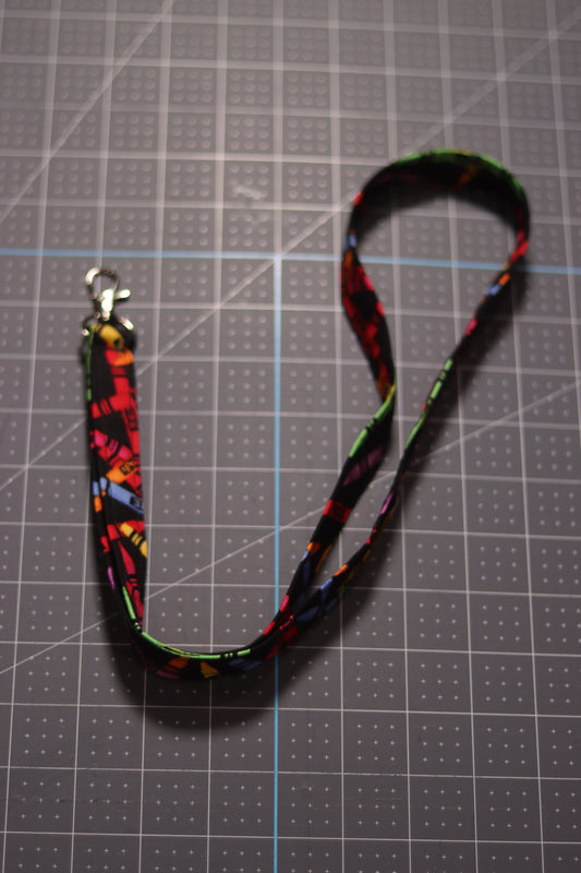 IMPERFECT - Multicolor Crayons on Black Lanyard