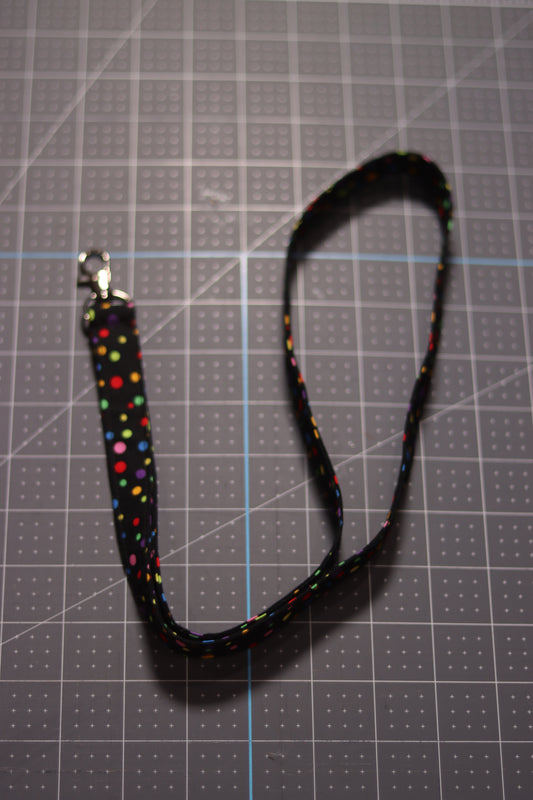 Multicolor Dots on Black Lanyard