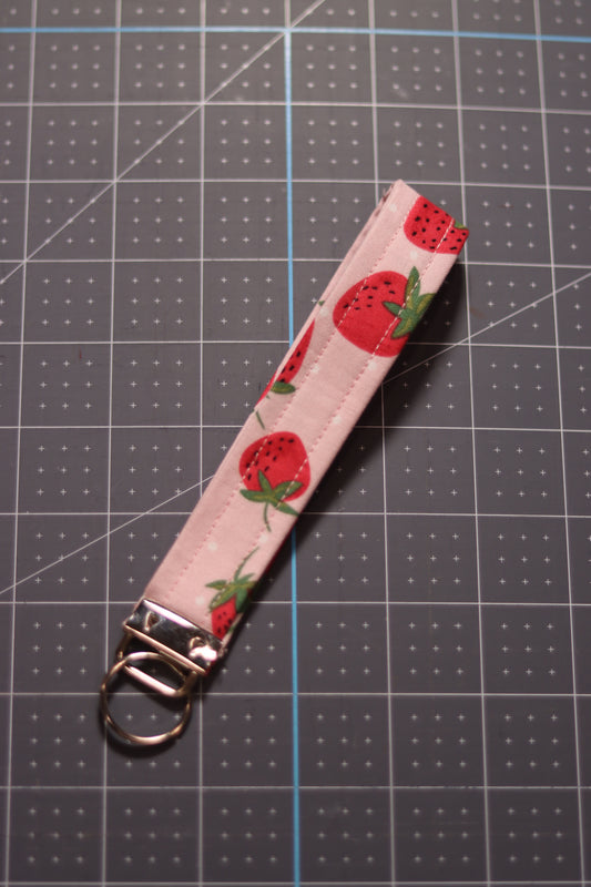 Strawberries on Pink Wristlet