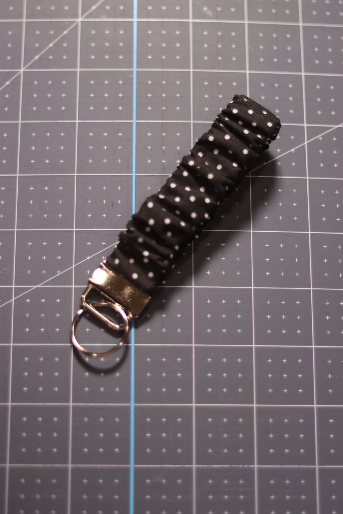 White Dots on Black Scrunchie Wristlet