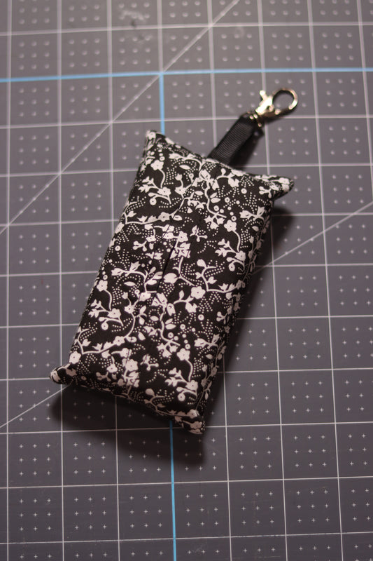 White on Black Floral Tissue Pouch