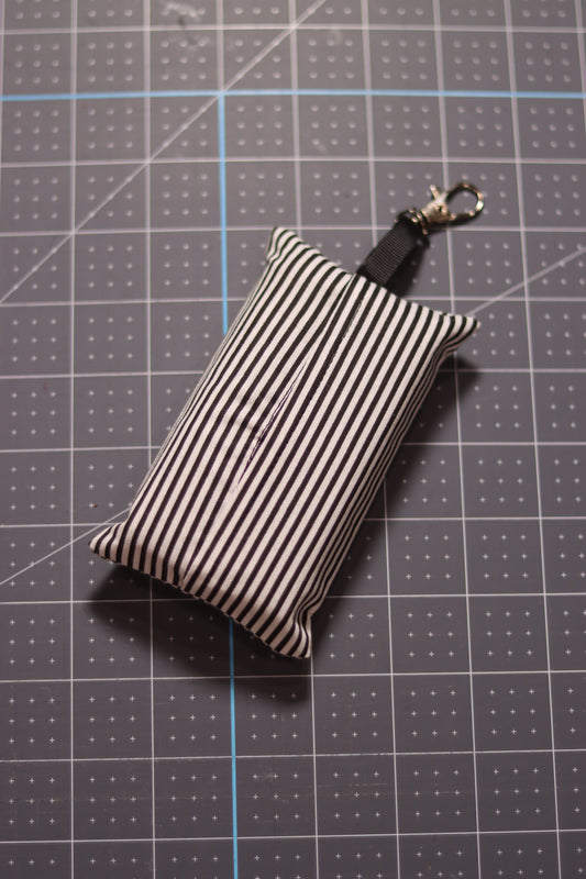 Black and White Vertical Stripes Tissue Pouch